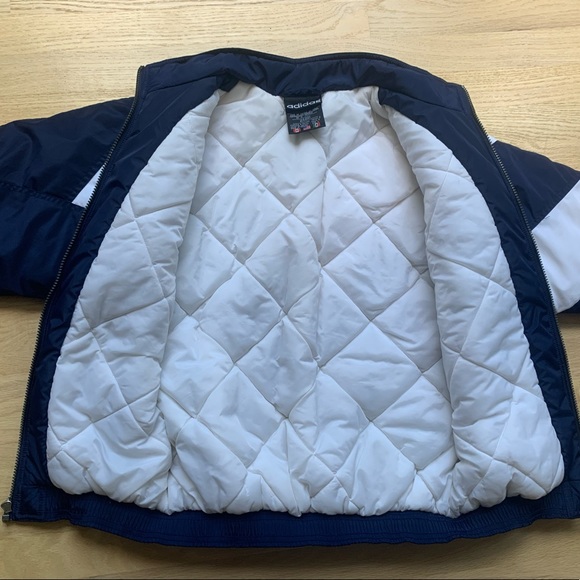 vintage 90’s Adidas bomber jacket coat blue white sz Large / Medium mens - Picture 10 of 12